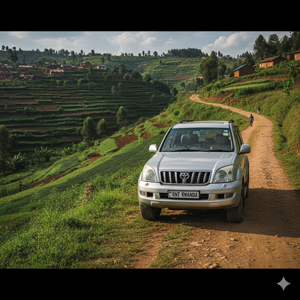 Generated Image October 23, 2025 - 7_36PM (2) Traditional Transport Rwanda - Mixing with car Rentals Rwanda Religious Sites - Parking car Rental in Rwanda